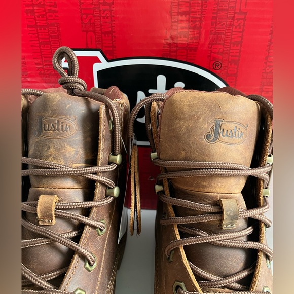 Justin Cowhide Work Boots, Men’s 9EE, Leather, Comp Safety Toe, Brown, NWT - Picture 5 of 12